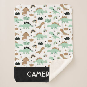 Niedlich Minze Green Dinosaur Muster Sherpadecke