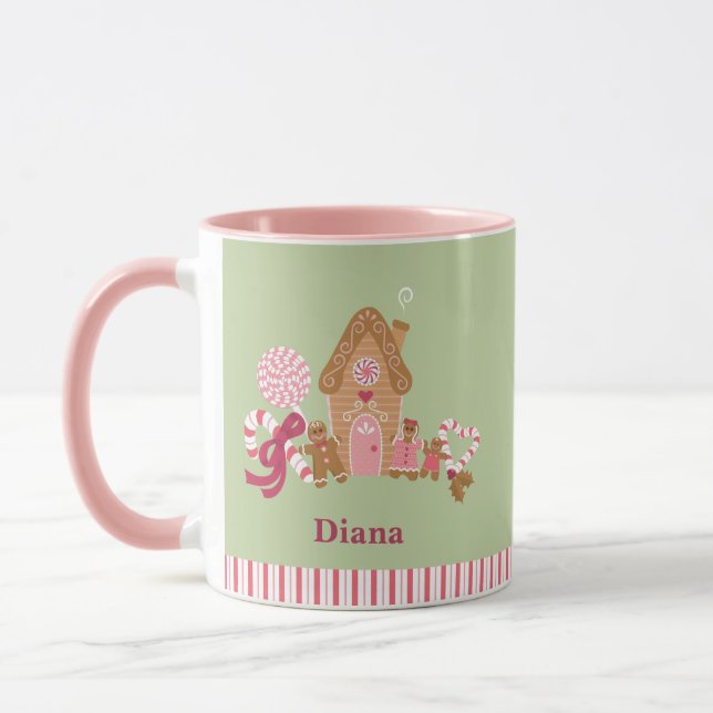 Niedlich Minze Pink Candy Cane Gingerbread Tasse (Links)