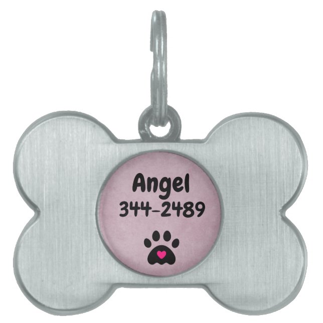 Niedlich mit Name und Telefonnummer | Roter Hinter Tiermarke (Vorderseite)