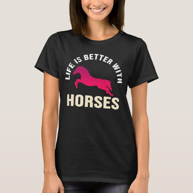 Niedlich mit Pferdereiten T-Shirt (Vorderseite)