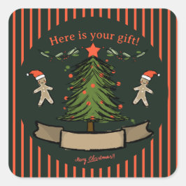 Niedlich! mit Platz um deinen Namen Weihnachtsgesc Quadratischer Aufkleber