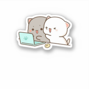 Niedlich Mochi Peach Cat Aufkleber