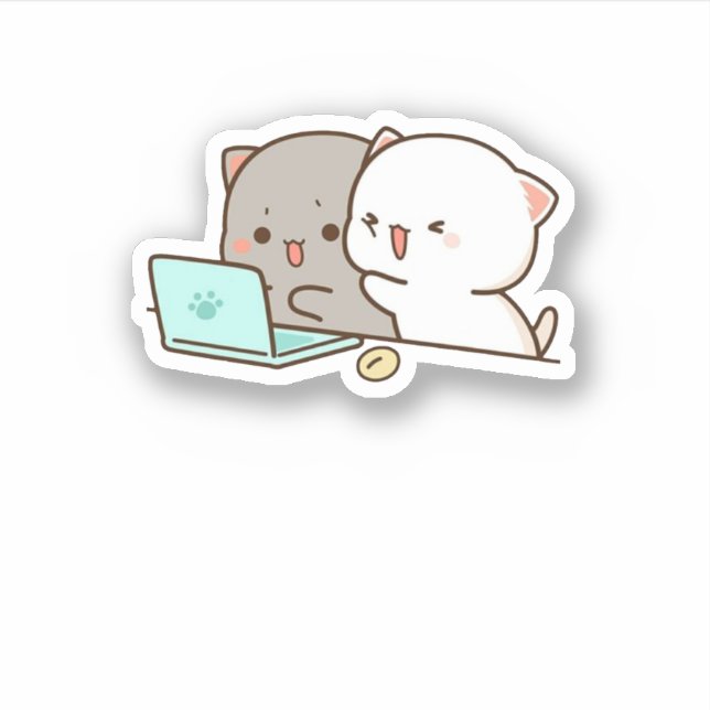 Niedlich Mochi Peach Cat Aufkleber (Vorderseite)