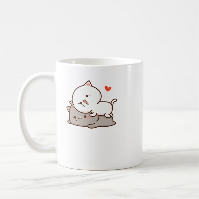 Niedlich Mochi Peach Cat Kaffeetasse (Links)