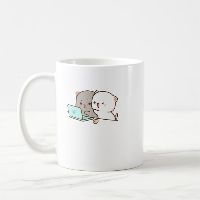 Niedlich Mochi Peach Cat Kaffeetasse (Links)