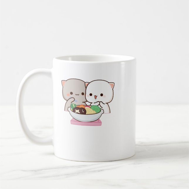 Niedlich Mochi Peach Cat Kaffeetasse (Links)