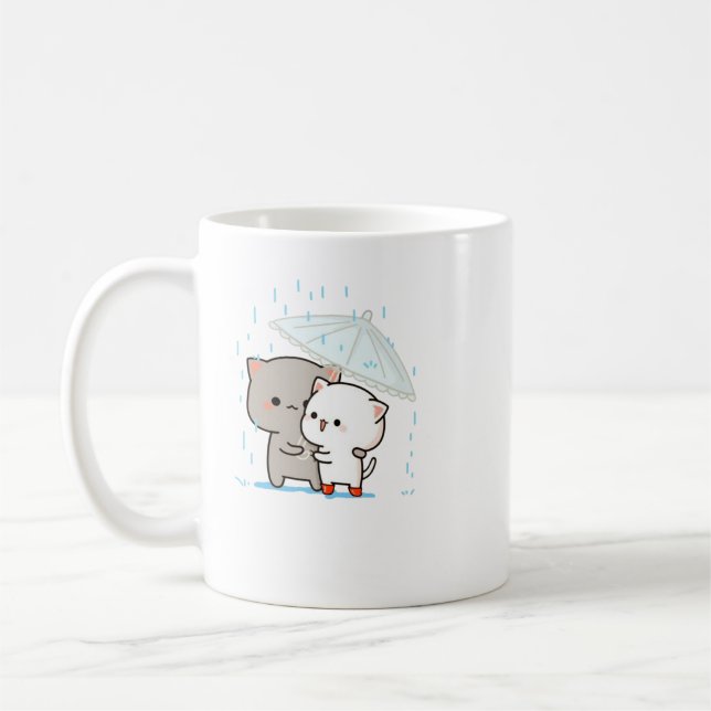 Niedlich Mochi Peach Cat Kaffeetasse (Links)