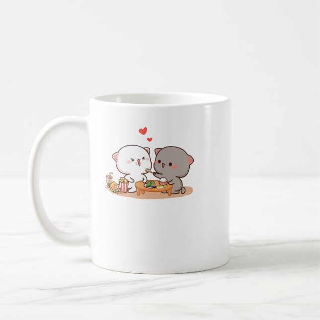 Niedlich Mochi Peach Cat Kaffeetasse (Links)