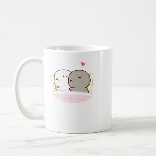 Niedlich Mochi Peach Cat Kaffeetasse (Links)