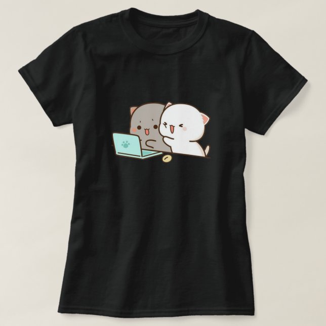 Niedlich Mochi Peach Cat T-Shirt (Design vorne)