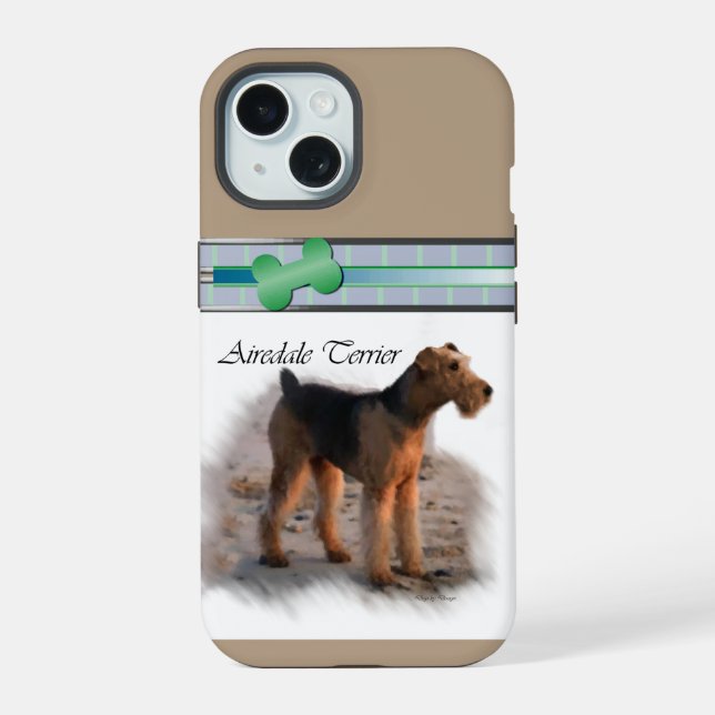 Niedlich Modern Airedale Terrier Dog Art iPhone 15 Hülle (Rückseite)