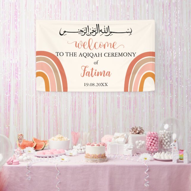 Niedlich Modern Aqiqah Aqeeqah Begrüßungszeichen Banner (Party)