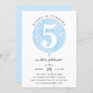 Niedlich Modern Blue Balloon Elegante Junge Geburt Einladung