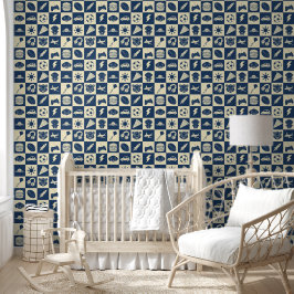 Niedlich Modern Blue Checkered Icons Muster Boy's Tapete