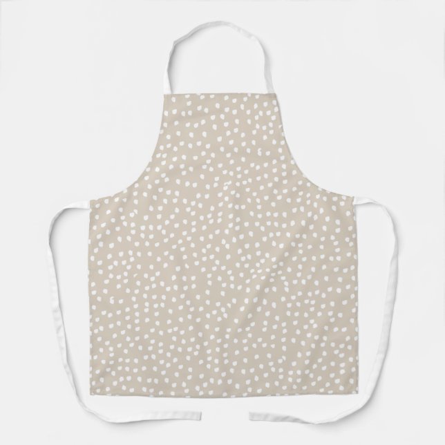 Niedlich Modern Boho beige Polka Dot Schürze (Vorderseite)