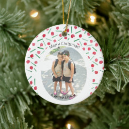Niedlich Modern Boho Candy Cane Ein Foto Keramik Ornament
