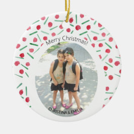 Niedlich Modern Boho Candy Cane Ein Foto Keramik Ornament