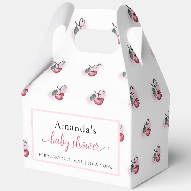 Niedlich Modern Cherry Berry Sweetheat Babydusche Geschenkschachtel (Vorderseite)