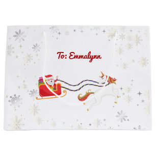 Niedlich Modern Magical Unicorn Weihnachtsname Wei Große Geschenktüte
