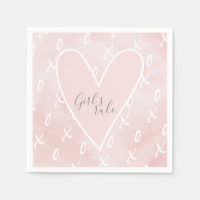Niedlich Modern Pink Valentinstag Liebe Girly Serviette (Vorderseite)