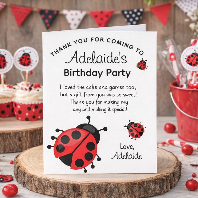 Niedlich Modern Red Ladybug Geburtstagsparty Danke (Von Creator hochgeladen)