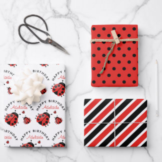 Niedlich Modern Red Ladybug Kids Geschenkpapier Set