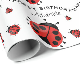 Niedlich Modern Red Ladybug Personalisiert Geschenkpapier