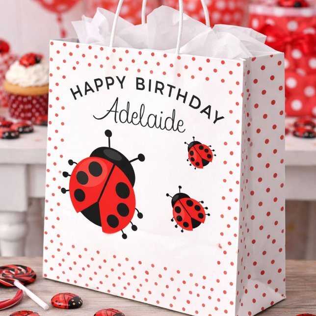 Niedlich Modern Red Ladybug Personalisiert Große Geschenktüte (Von Creator hochgeladen)
