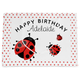 Niedlich Modern Red Ladybug Personalisiert Große Geschenktüte