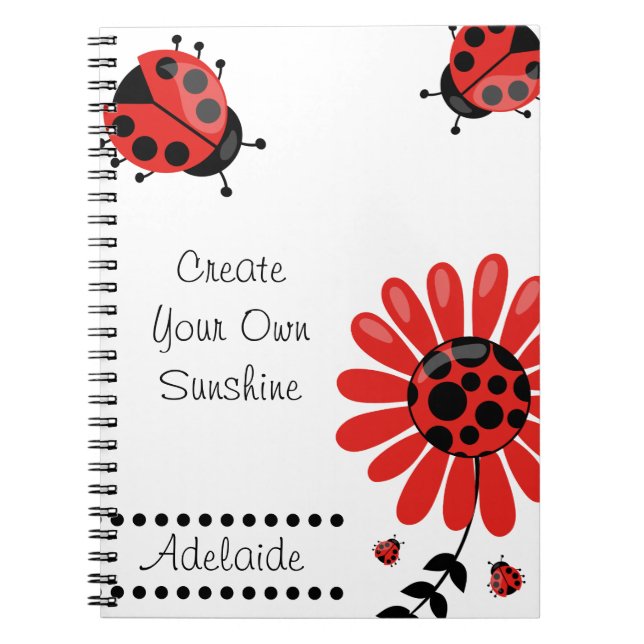 Niedlich Modern Red Ladybug Personalisiert Notizblock (Vorderseite)