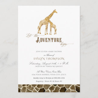 Niedlich Modern Safari Adventure Baby Shower Giraf Einladung