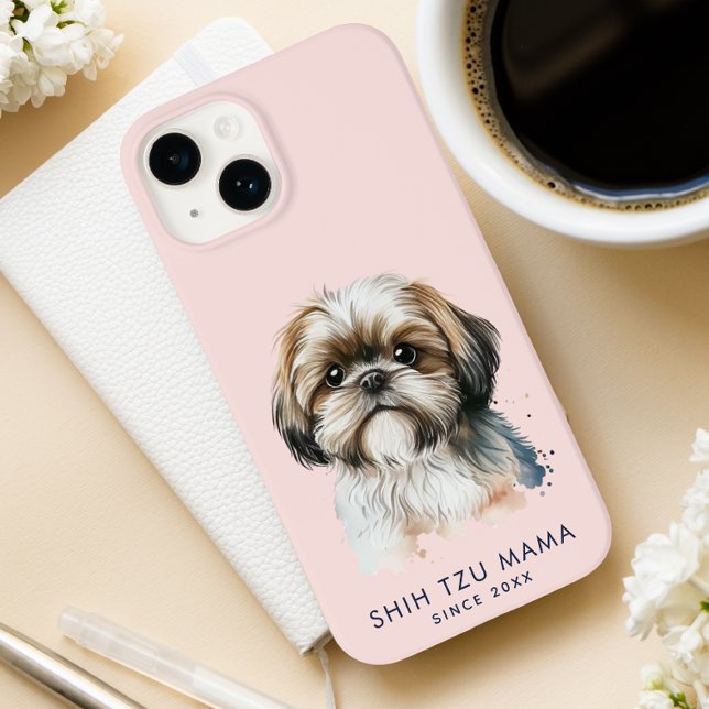 Niedlich Modern Shih Tzu Mama Personalisiert Case-Mate iPhone Hülle (Von Creator hochgeladen)