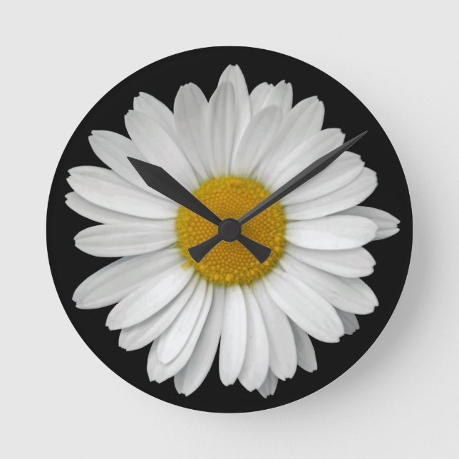 Niedlich Modern Simple Daisy Blume Runde Wanduhr (Vorderseite)