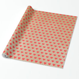 Niedlich Modern Simple Valentine Red Hearts Kraft Geschenkpapier