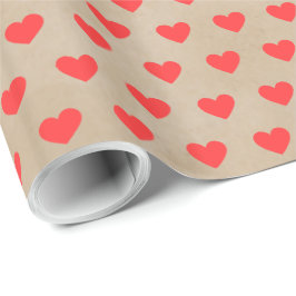 Niedlich Modern Simple Valentine Red Hearts Kraft Geschenkpapier