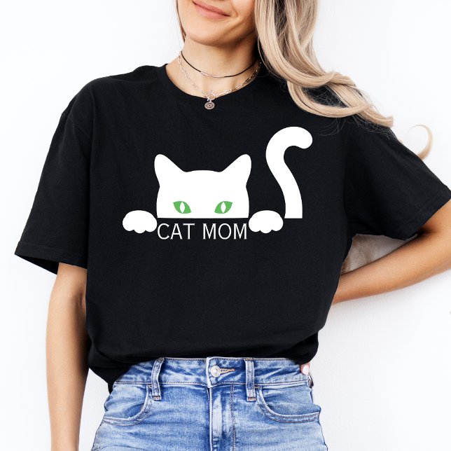 Niedlich Modern Simple Womens Black Cat Lover Mama T-Shirt (Von Creator hochgeladen)