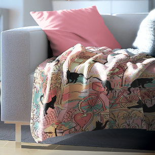 Niedlich Modern Watercolor Paris Café Cat Pattern Sherpadecke