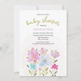 Niedlich Moderne Aquarellfarben Wildblume Illustra Einladung