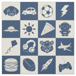 Niedlich Moderne Blue Checkered Icons Nahtloses Mu Stoff