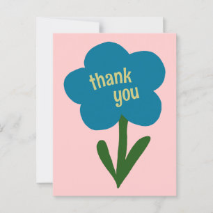 Niedlich Moderne Blume Blau und Rosa Vielen Dank Postkarte
