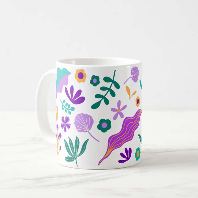 Niedlich Moderne Blume und Blätter Kaffeetasse (Vorderseite Links)