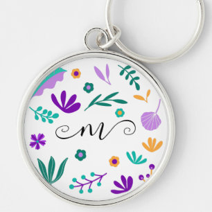 Niedlich Moderne Blume und Blätter Schlüsselanhänger