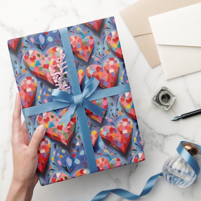 Niedlich Moderne, farbenfrohe Valentinische Liebe  Geschenkpapier (Schenken)