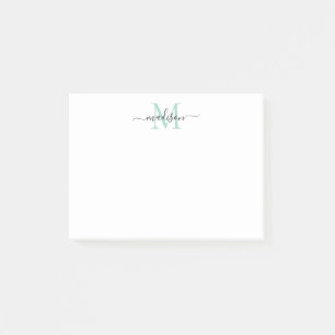 Niedlich-Moderne Girly Script Monogram Aquamarin G Post-it Klebezettel