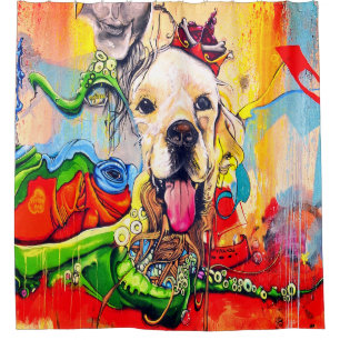 Niedlich Moderne Goldene Retriever Street Art Duschvorhang