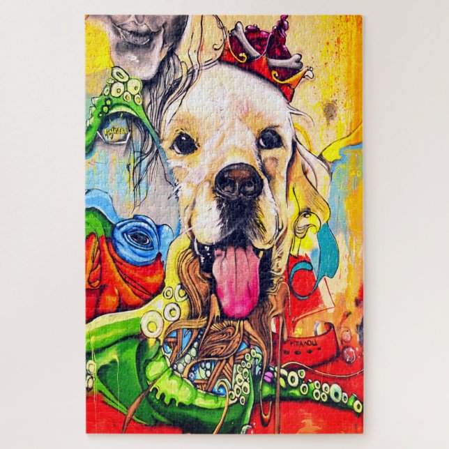 Niedlich Moderne Goldene Retriever Street Art Puzzle (Vertikal)