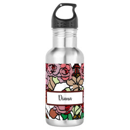 Niedlich Moderne, helle rote Blume Edelstahlflasche