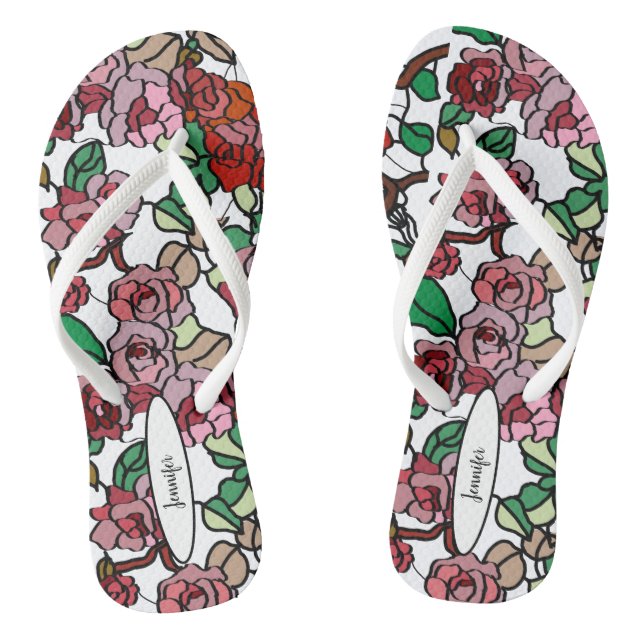 Niedlich Moderne, helle rote Blume Flip Flops (Fußbett)