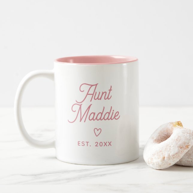 Niedlich-Moderne Kinderkündigung Tante Pregnancy Zweifarbige Tasse (Mit Donut)