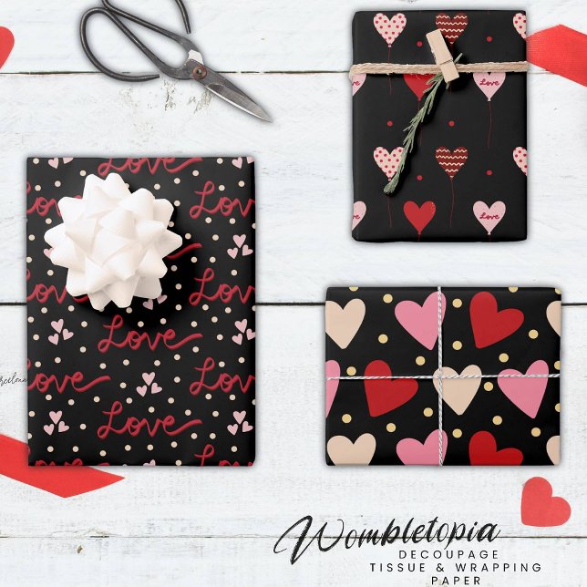 Niedlich Moderne Liebe Rot und Rosa Herz Geschenkpapier Set (Von Creator hochgeladen)